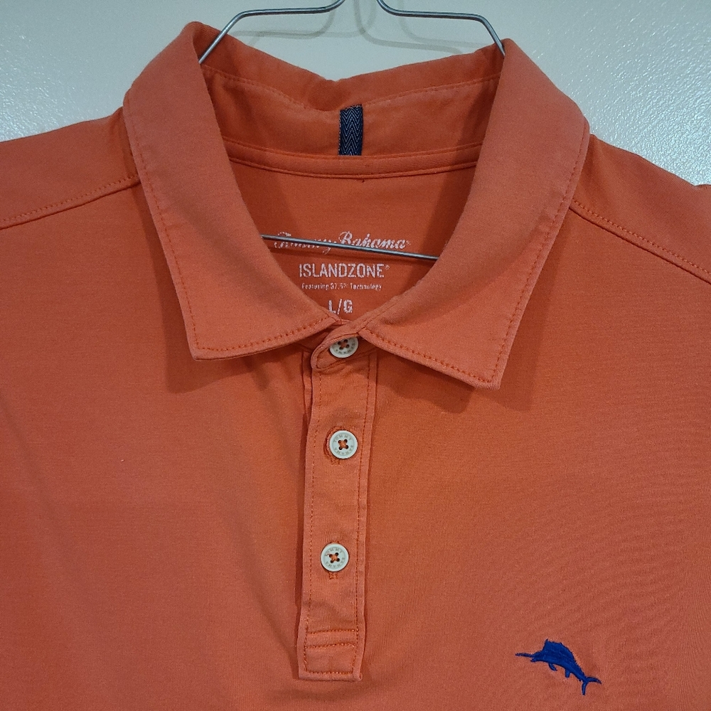 Tommy Bahama Island Zone Supima Cotton Polo Short Sleeve Button Coral Men's L